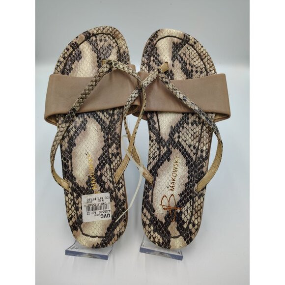 b. makowsky Shoes - B. Makowsky Women's Snake Print Thong Sandals Size 8.5 Beige & Brown Strappy Des